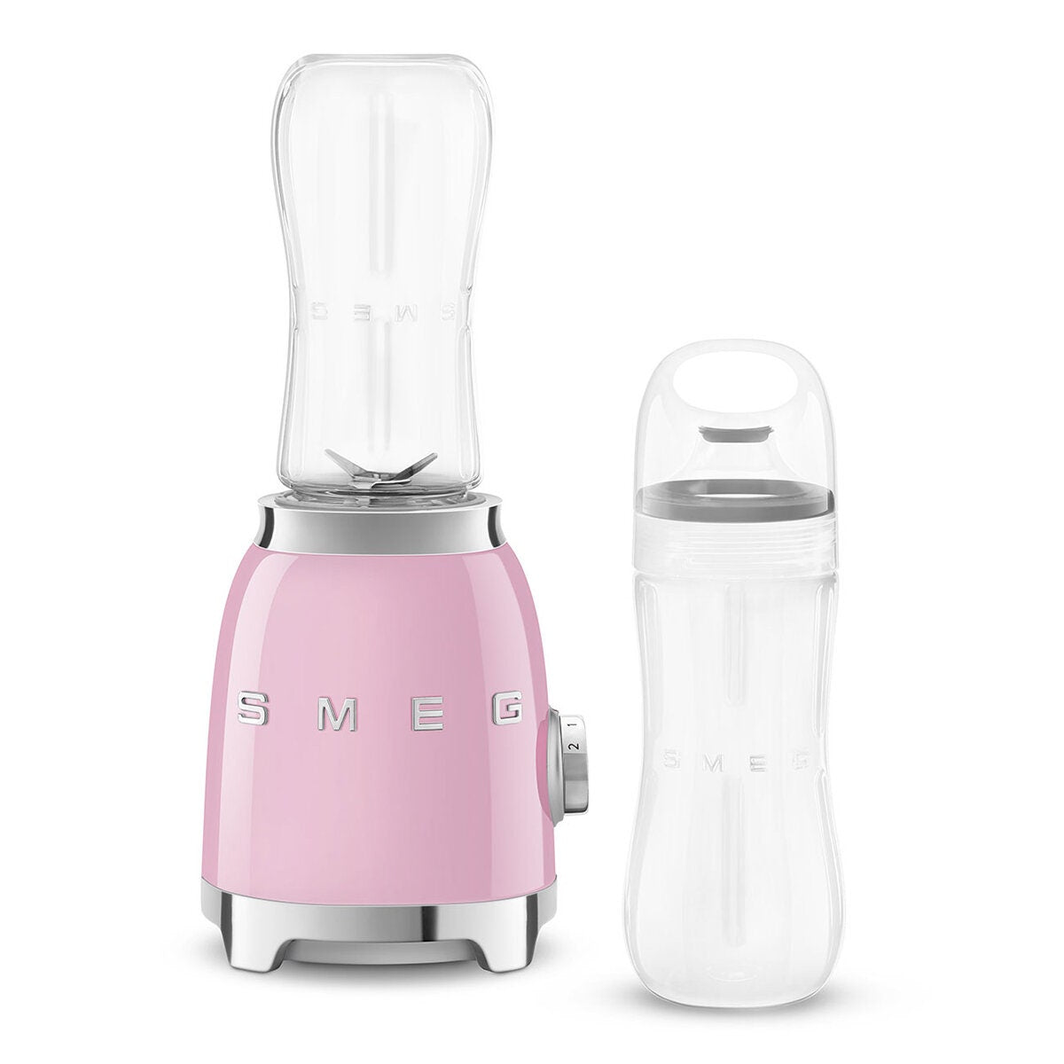 Smeg 50s Style Mini Blender - Pink - 300W Motor, 2 x 600ml Tritan Renew Bottles, 1m Cord - PBF01PKAU