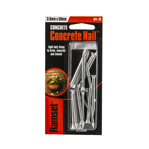 Ramset 3.8 x 50mm Concrete Nails - Zinc Plated Carbon Steel, 15 Pack