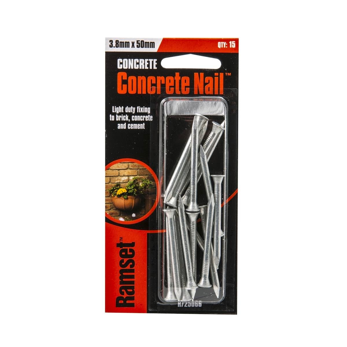Ramset 3.8 x 50mm Concrete Nails - Zinc Plated Carbon Steel, 15 Pack