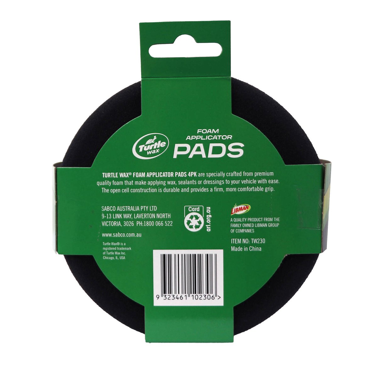 Turtle Wax Foam Applicator Pads 4 Pack - 130mm x 140mm x 85mm - Durable Reusable - SuperSaverAU - view 2