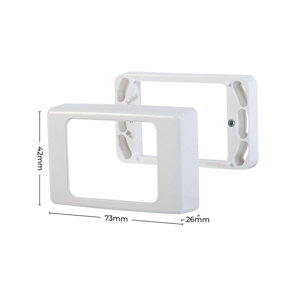 DETA Mounting Block with Clip-On Cover 26mm White Polycarbonate for Powerpoints & Switches