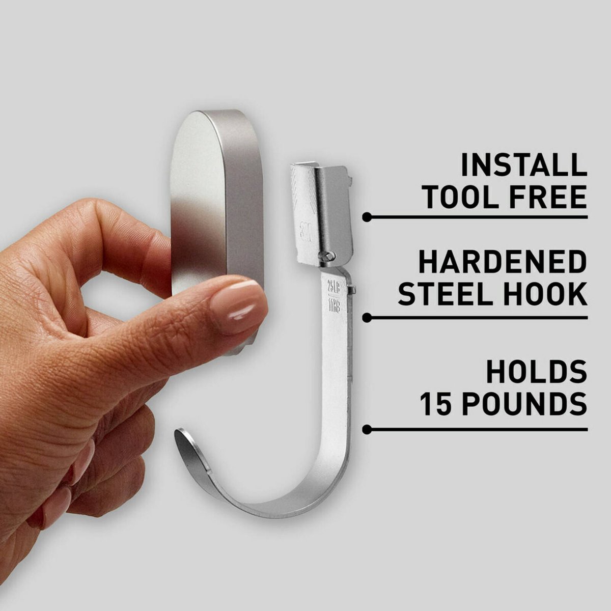 3M CLAW Plasterboard Wall Hook 7kg Silver Tool-Free Picture Hanger