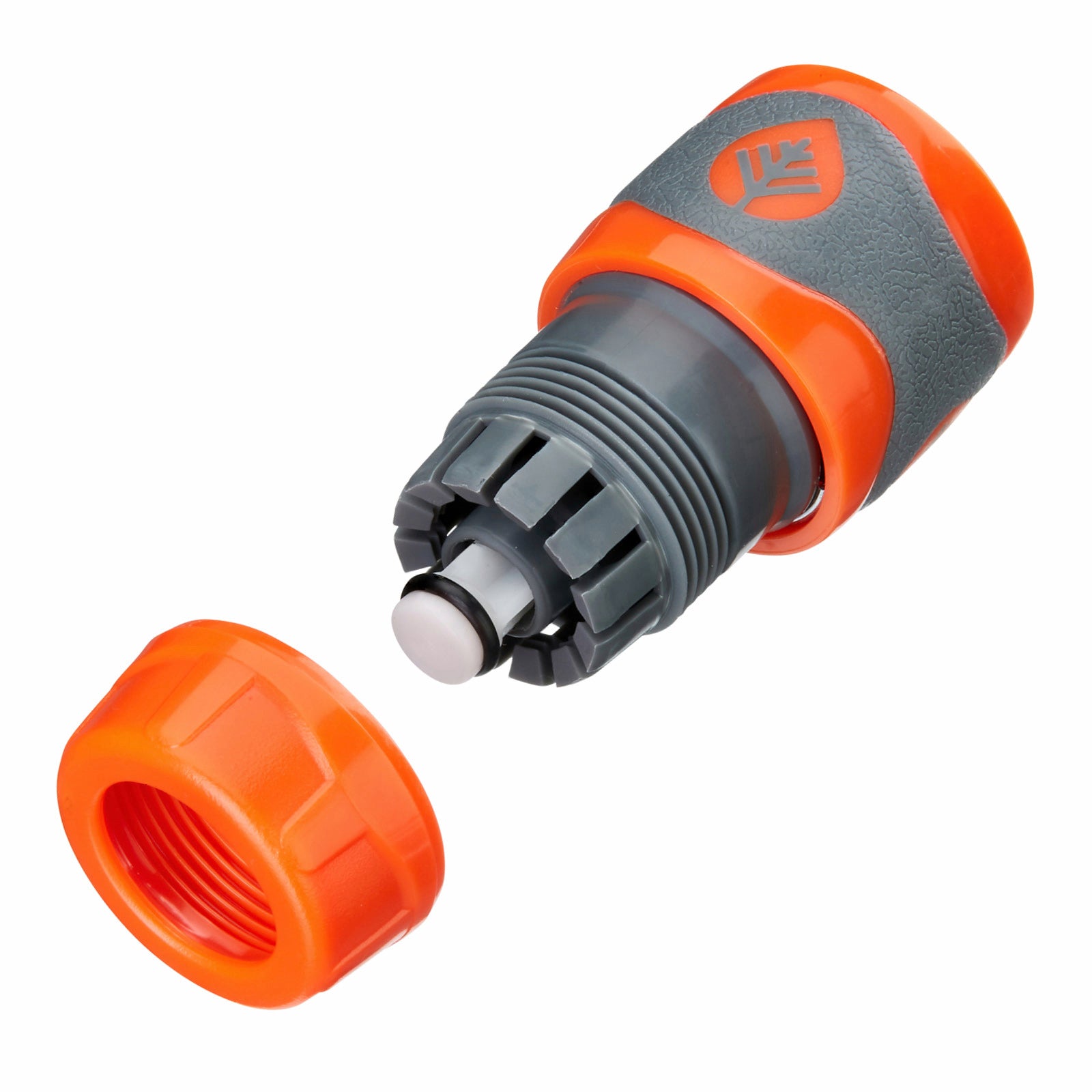 Pope 12mm Comfort Grip Hose Connector with Stop Valve - Snap-On, Orange/Grey