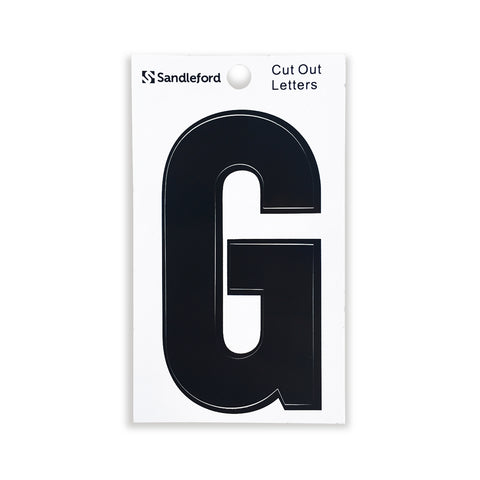Sandleford 85mm Black Cut Out Self Adhesive House Letter G - Weather Resistant Polycarbonate