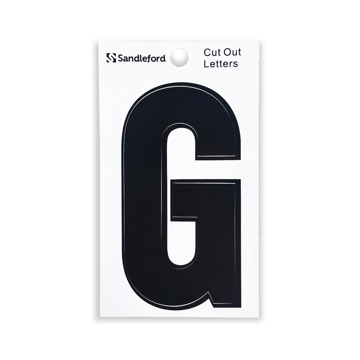Sandleford 85mm Black Cut Out Self Adhesive House Letter G - Weather Resistant Polycarbonate