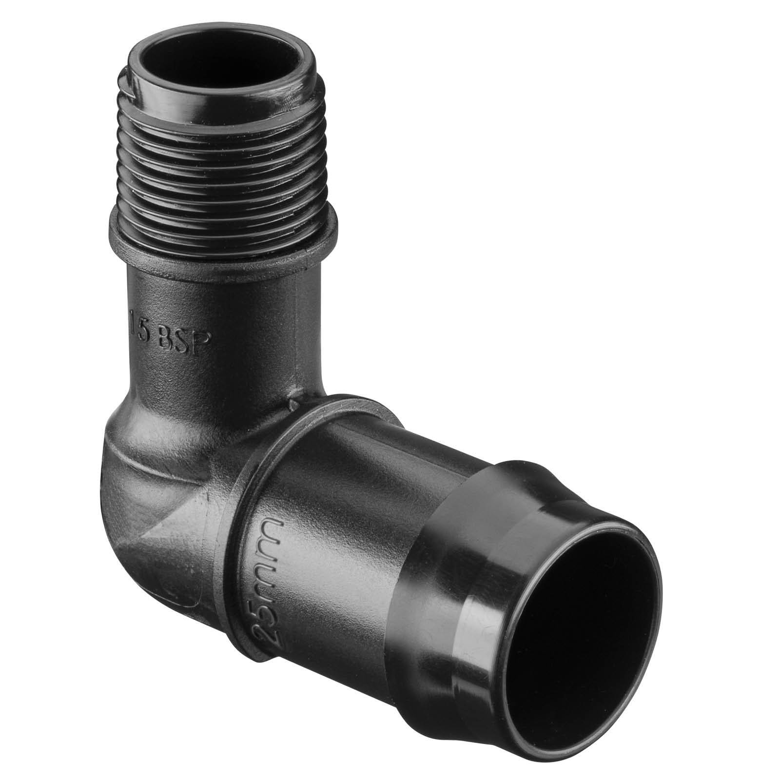 Pope 25 x 15mm BSP Male Poly Barbed Threaded Elbow Black 1000kPa