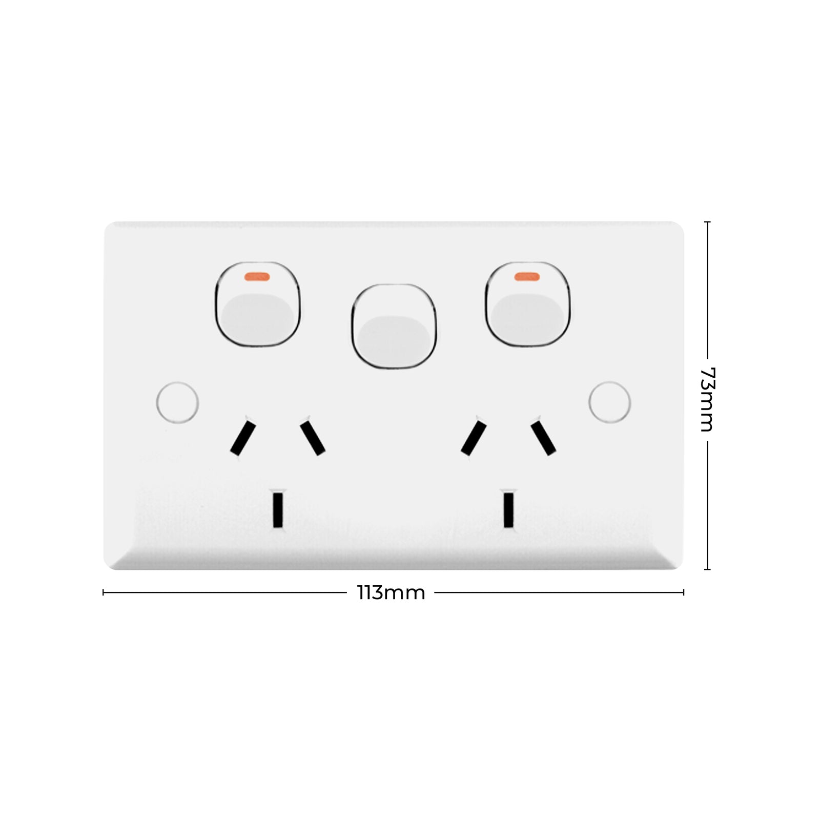 DETA White Solid Plate Double Power Point with Extra Switch 250V 10A