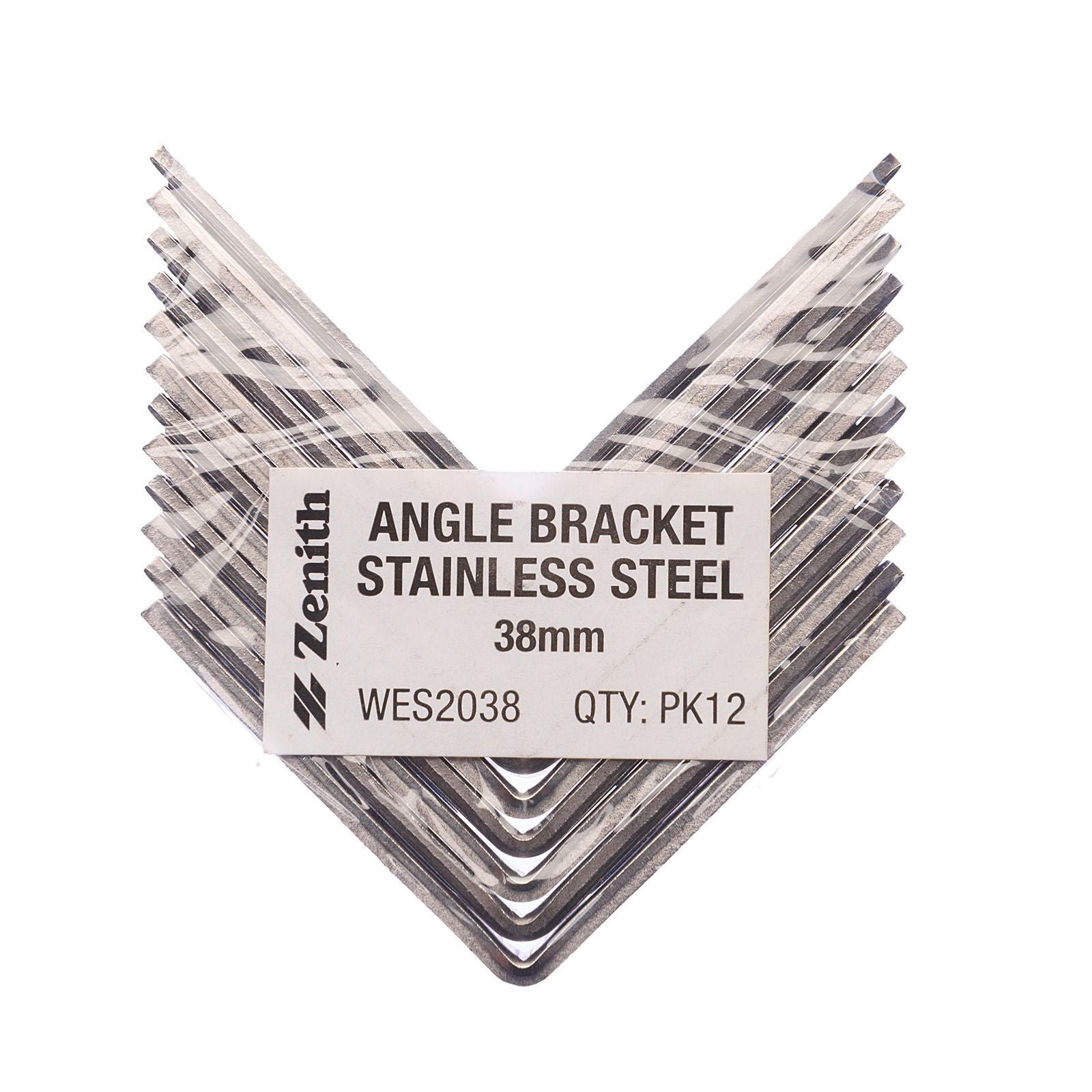 Zenith 38mm Stainless Steel Angle Bracket Corrosion Resistant 12 Pack