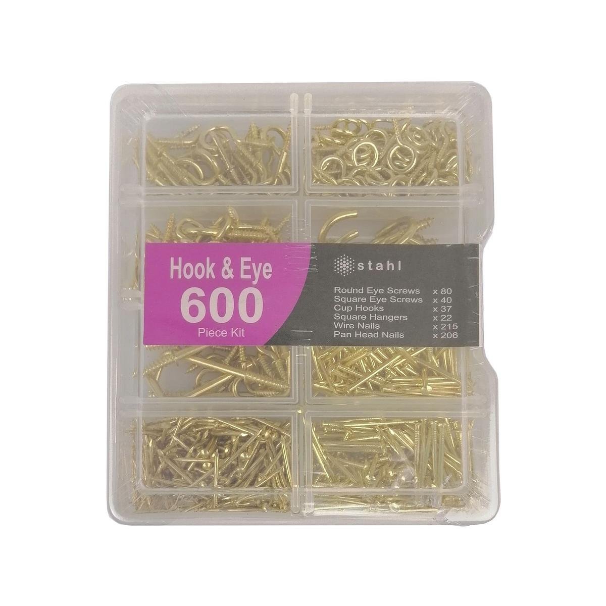 Stahl Hook and Eyescrew Kit - 600 Pieces - Metal - Gold Finish - SuperSaverAU - view 1