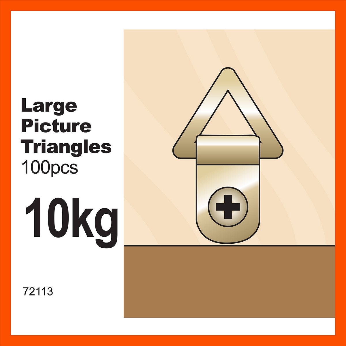 Everhang 10kg Brass Plated Steel Picture Hanging Triangle D-Ring - 100 Pack