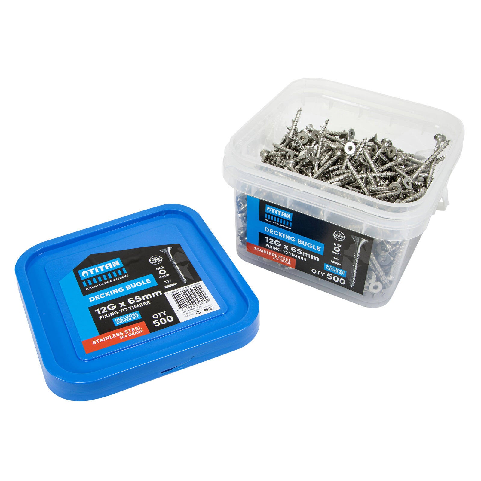 Titan Decking Bugle Screws 12G x 65mm 304 Stainless Steel - Pack of 500