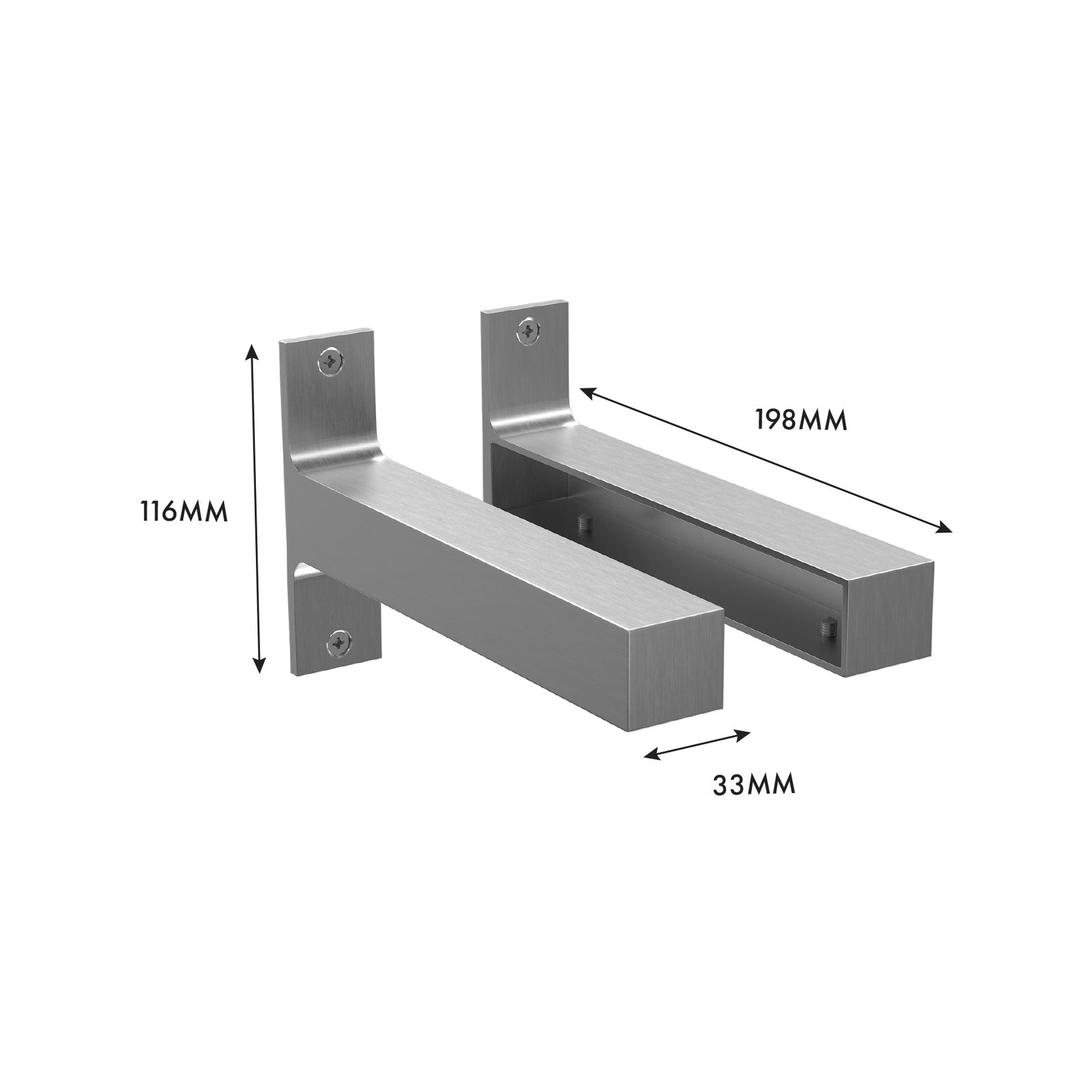 Flexi Storage Decorative Shelving Shelf End Brackets 190mm Brushed Aluminium Style 15kg