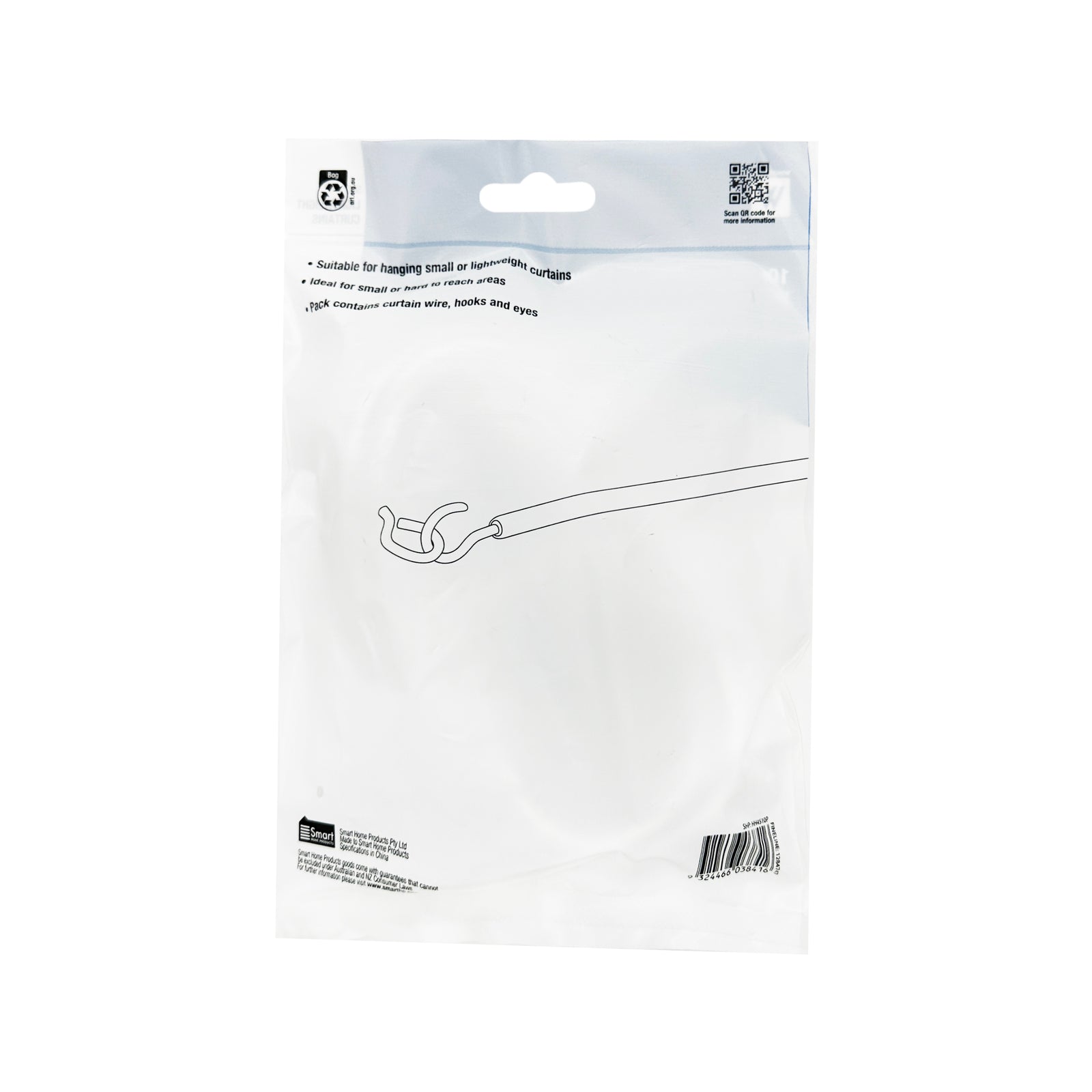 Windoware 10m White PVC Coated Expanding Curtain Wire Kit