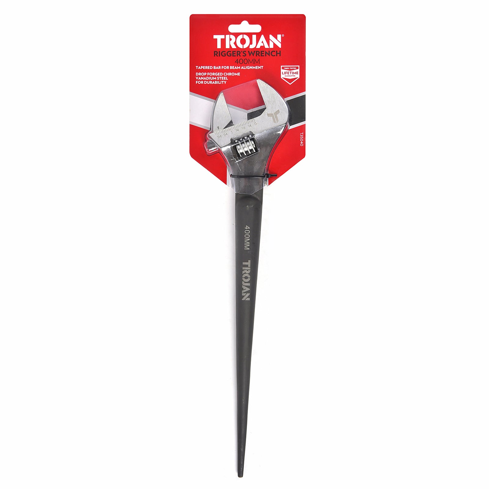 Trojan 400mm Riggers Wrench, Adjustable Chrome Vanadium Steel with Tapered Bar