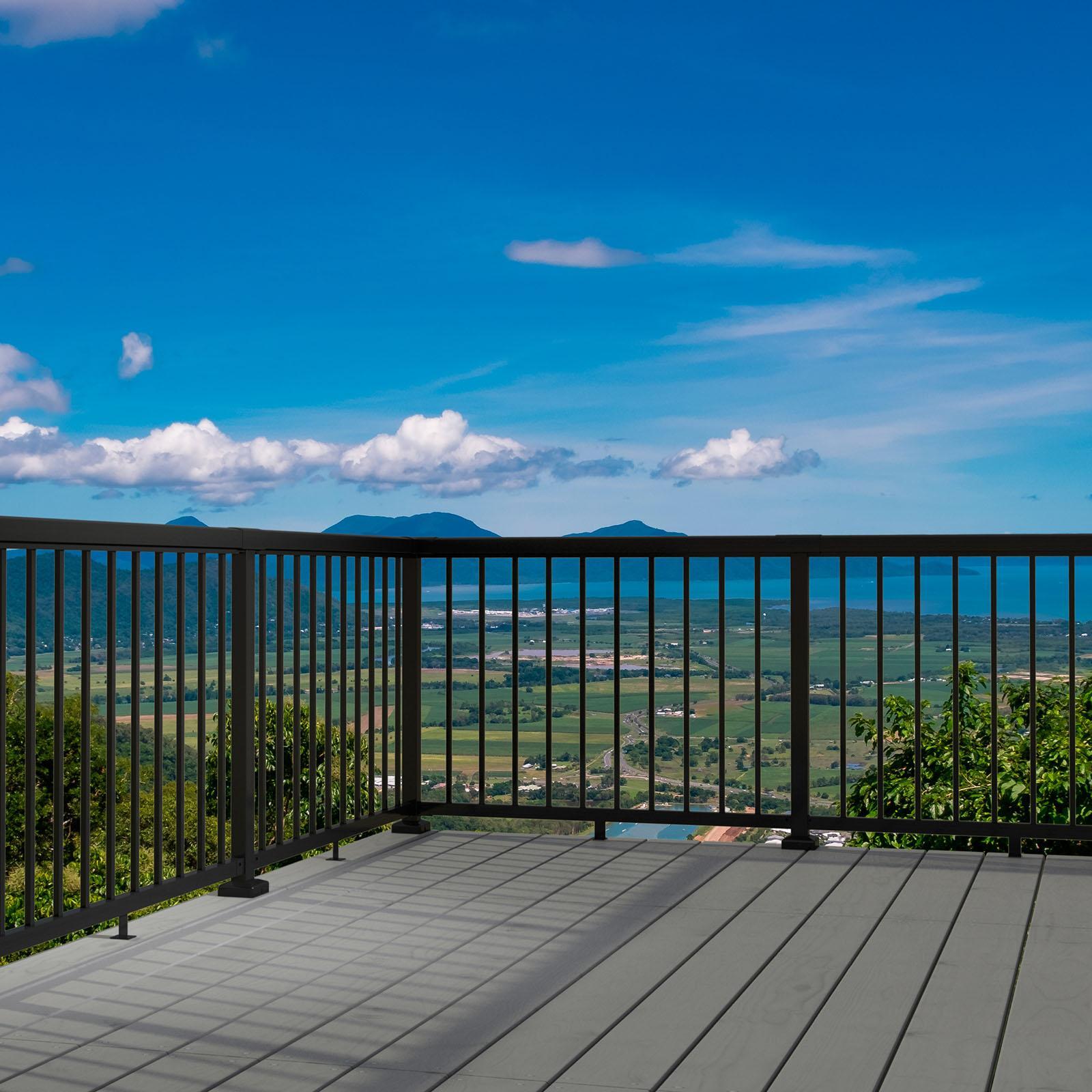 Peak 1000mm Black Aluminium Deck Balustrade Mid Post, Prefinished