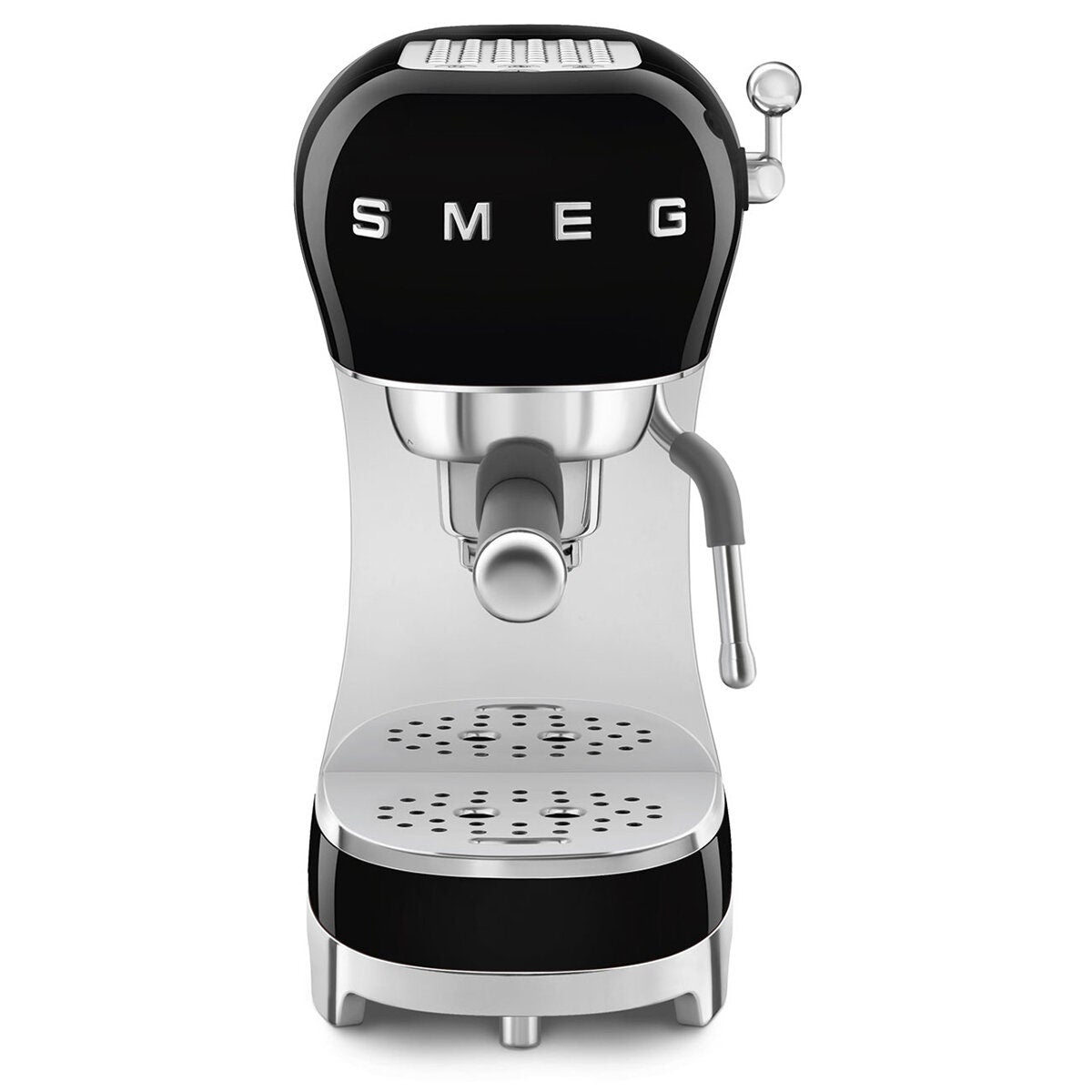 Smeg 50s Style Espresso Coffee Machine - 15 Bar, ThermoBlock, Steam Wand, Black - ECF02BLAU