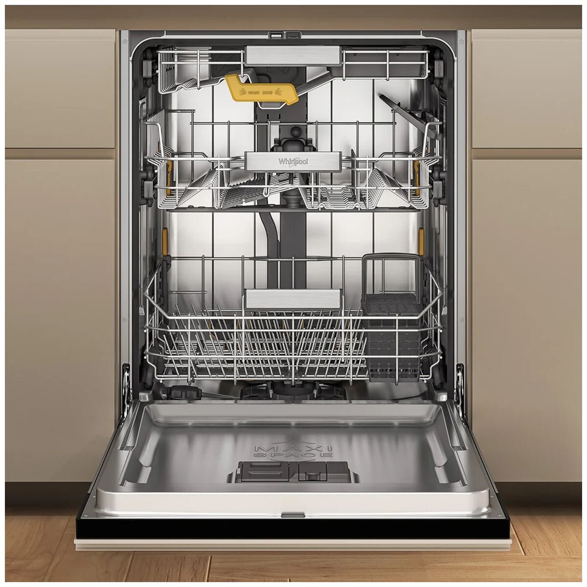 Whirlpool 60cm Built Under Dishwasher 14 Place - Black, SpaceClean 3rd Rack, 8 Programs - WDBU3I4PBSAU