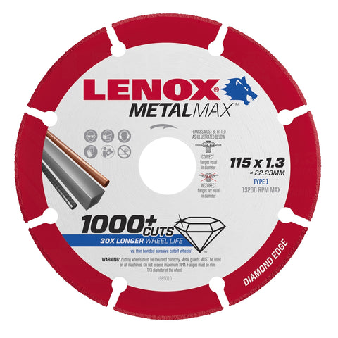 Lenox Metal Max 115 x 22.2 x 1.3mm Diamond Cutting Blade for Metal