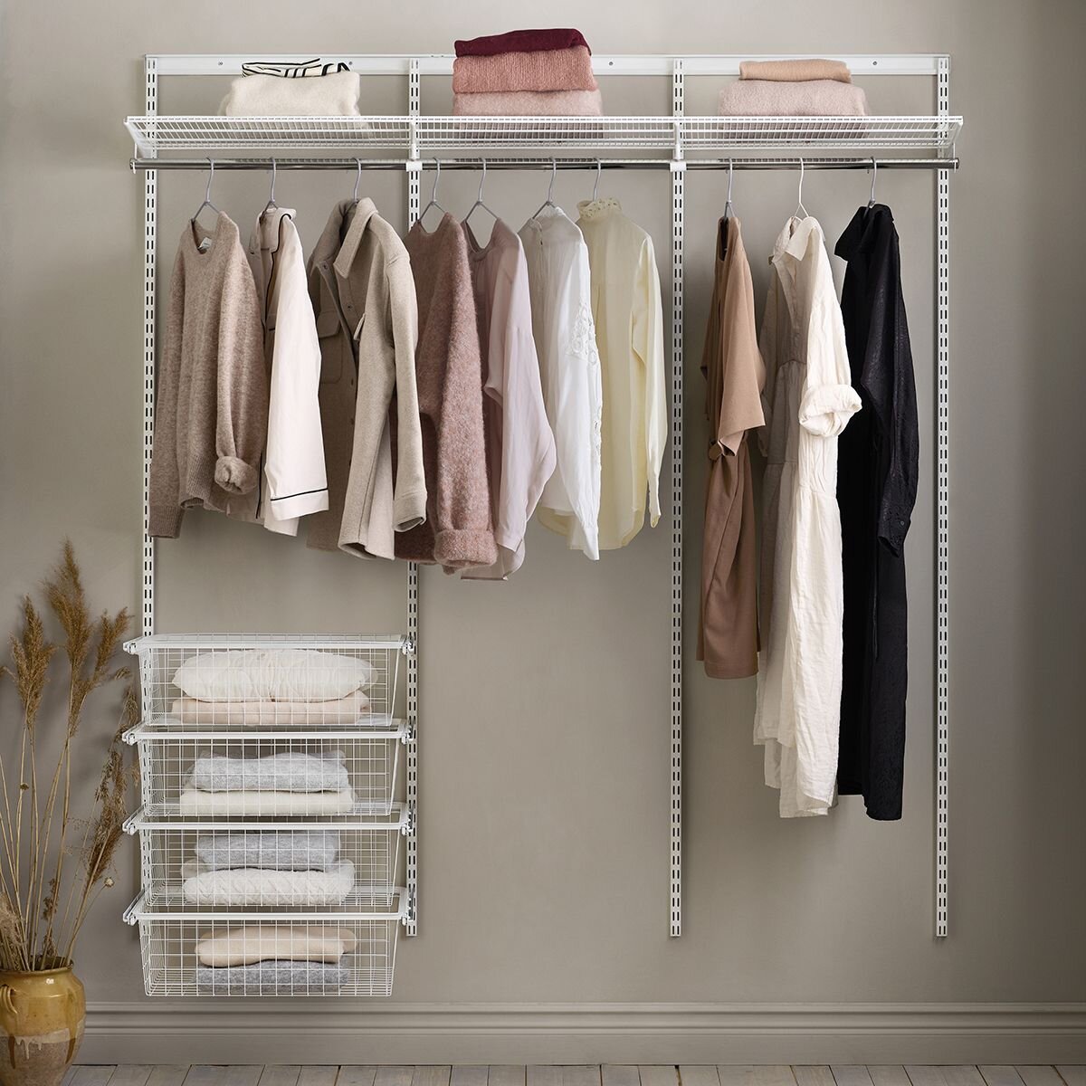 Elfa Core 1862mm Wardrobe Pack - White E-Poxy Bonded Steel - 10 Year Warranty - 11995