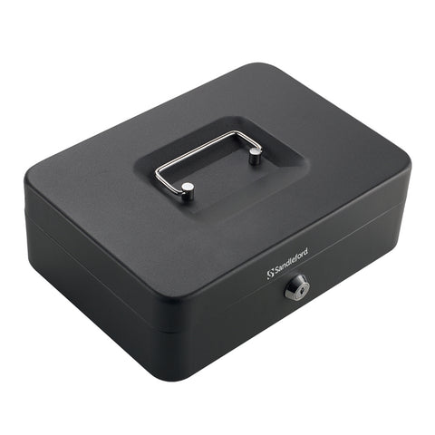 Sandleford Large Cash Box 250mm, Black Powder-Coated Steel, Key Lockable