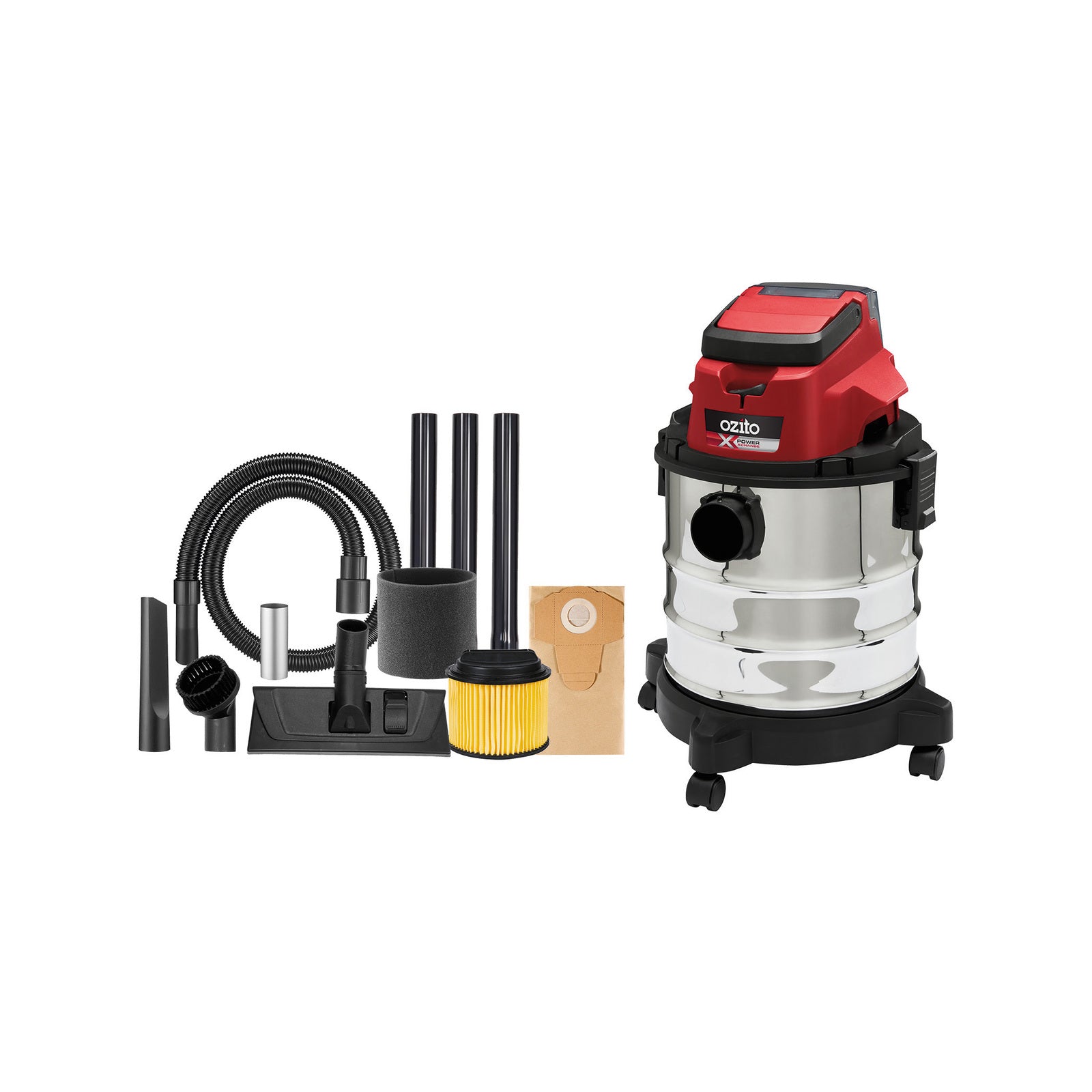 Ozito PXC 18V Cordless Wet & Dry Vacuum Cleaner PXVWDS-1818 - Skin Only, Stainless Steel Tank