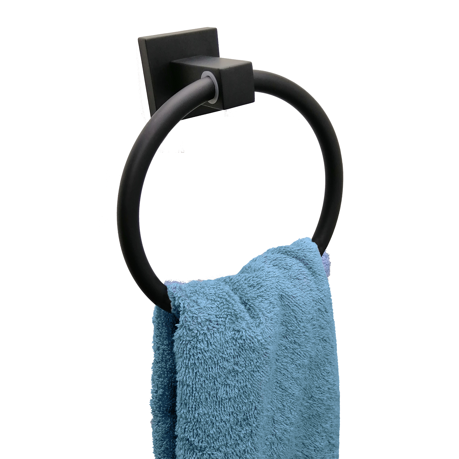 Barelli Black Matte Piazza Coated Zinc Alloy Single Towel Ring