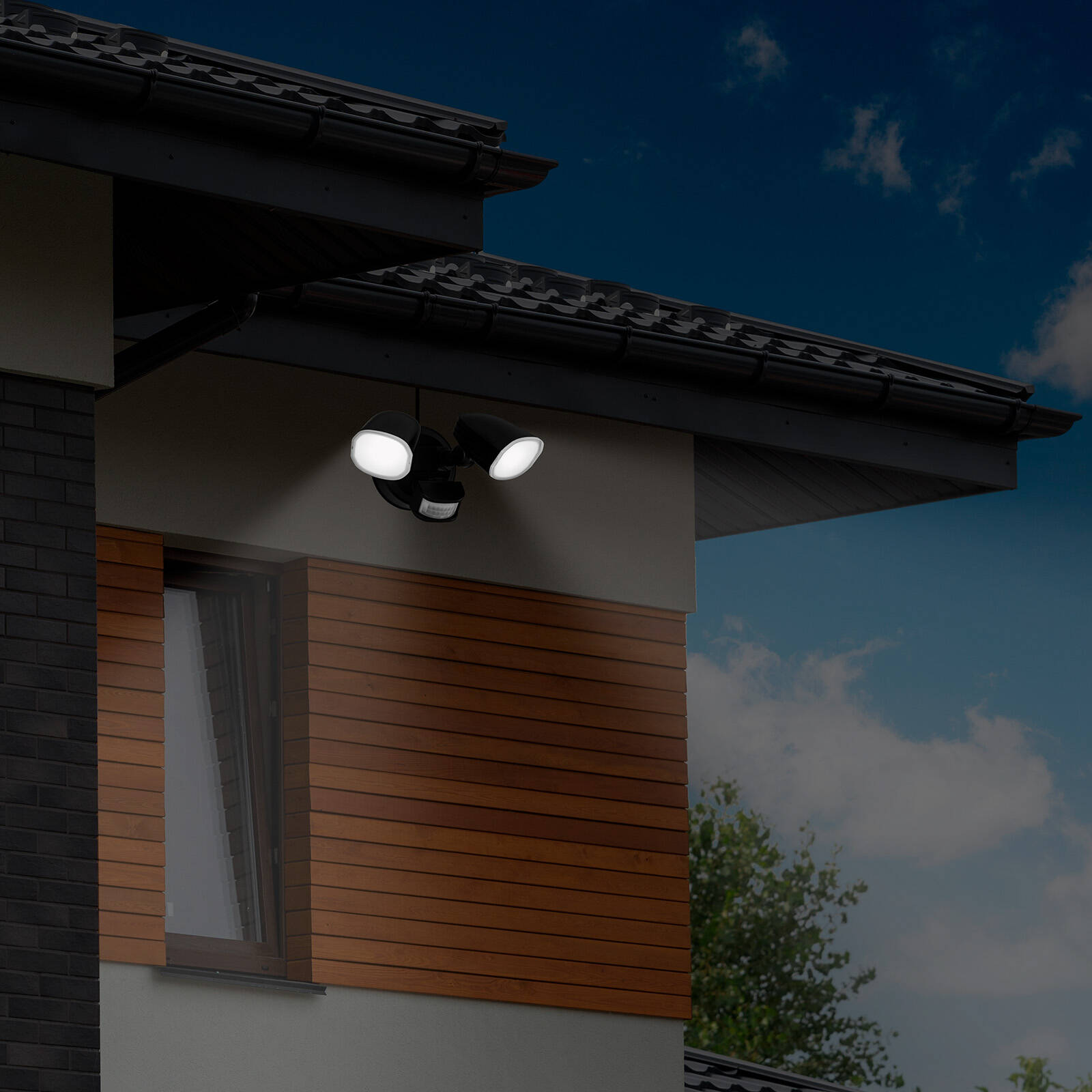 Arlec DIY Twinhead Tricolour 19W LED Security Sensor Floodlight Black MAL081