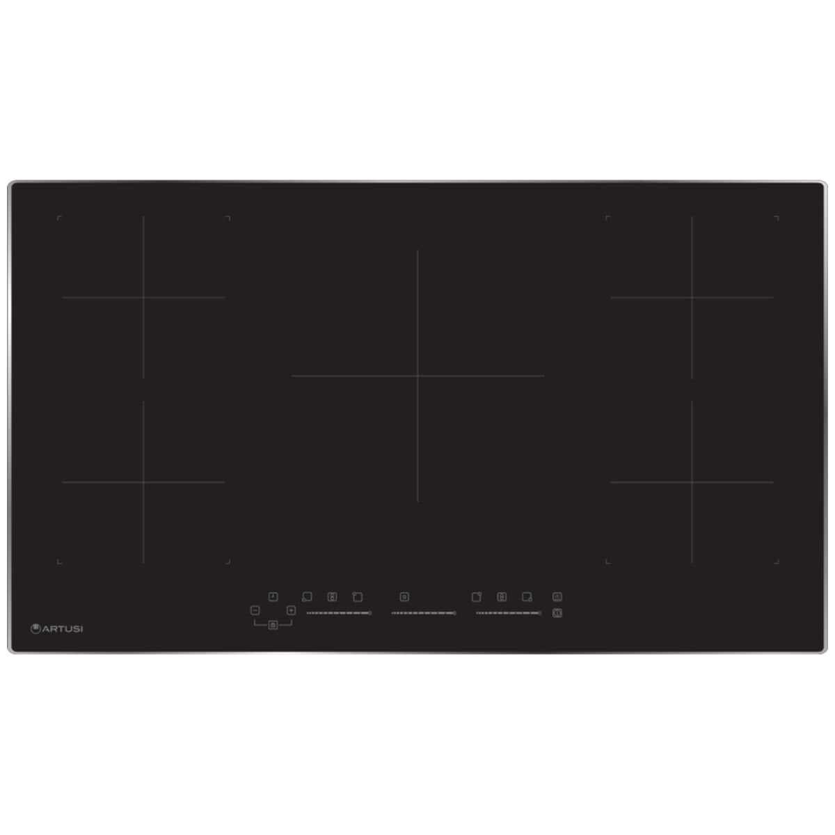 Artusi 90cm 5 Zone Induction Cooktop - Black Ceramic Glass, Boost, Flexible Power Sharing - PAID90