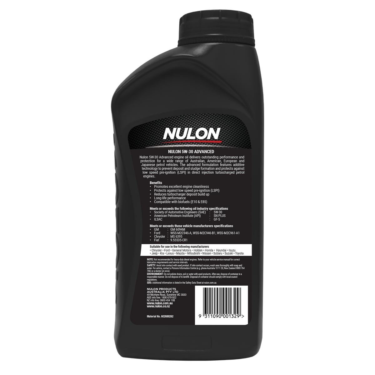 Nulon Full Synthetic 5W-30 Engine Oil 1L - Advanced Protection & Cleanliness - SuperSaverAU - view 2