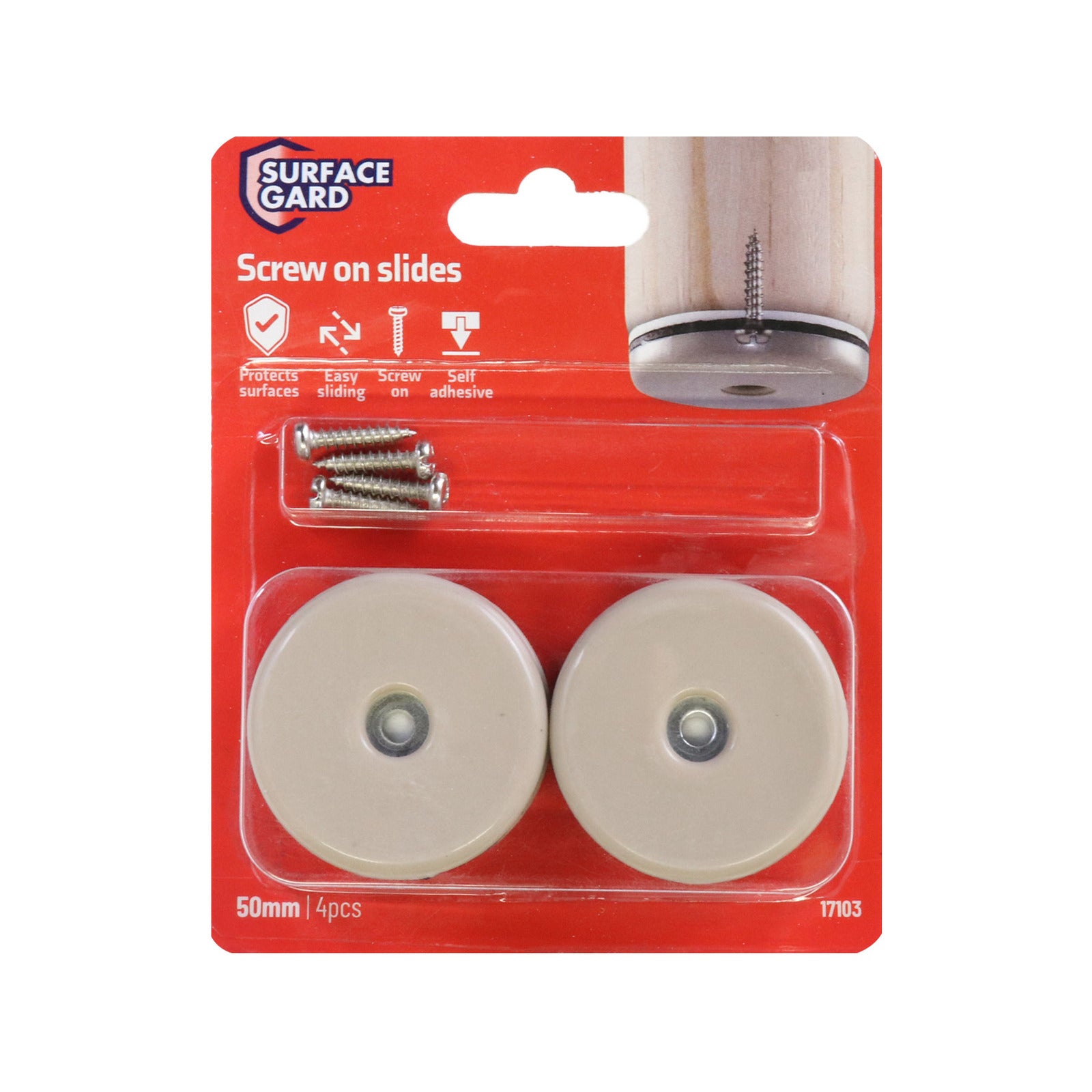 Surface Gard 55mm Round Slide Glide, Grey, 4 Pack