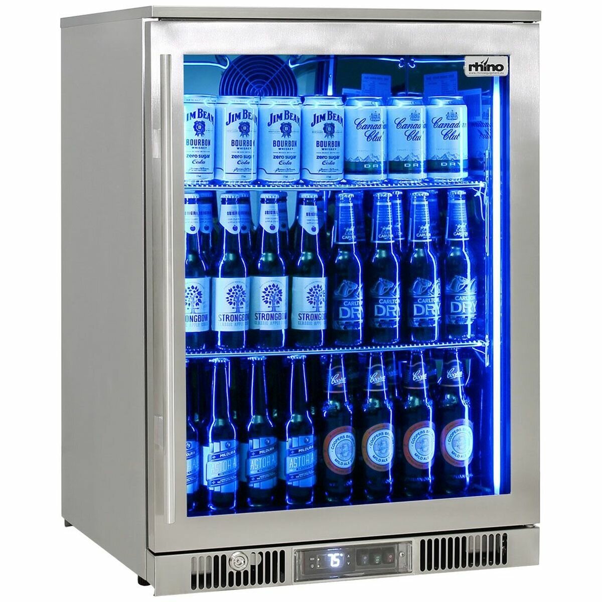 Rhino 148L ENVY Alfresco Bar Fridge - Stainless Steel, Glass Door, IP24, Lockable Doors - ENV1R-SS