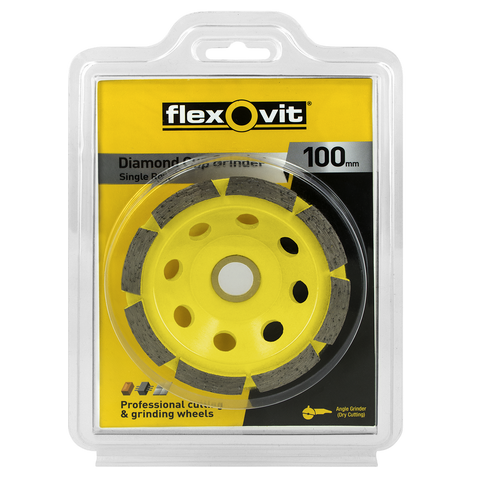 Flexovit Diamond Cup Grinder 100mm - Diamond - Durable - Fast Removal - SuperSaverAU - view 1