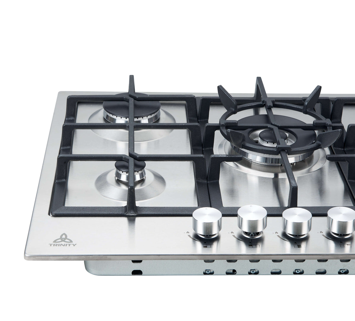 Trinity 70cm 5 Burner Gas Cooktop - Stainless Steel - Wok Burner - Cast Iron Trivets - TRG700SS