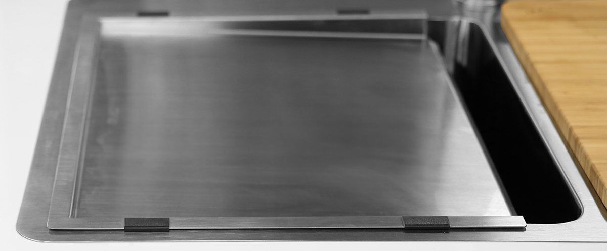 Oliveri Sonetto double bowl topmount sink - brushed 304 stainless steel - Softtone soundproofing - SN1064