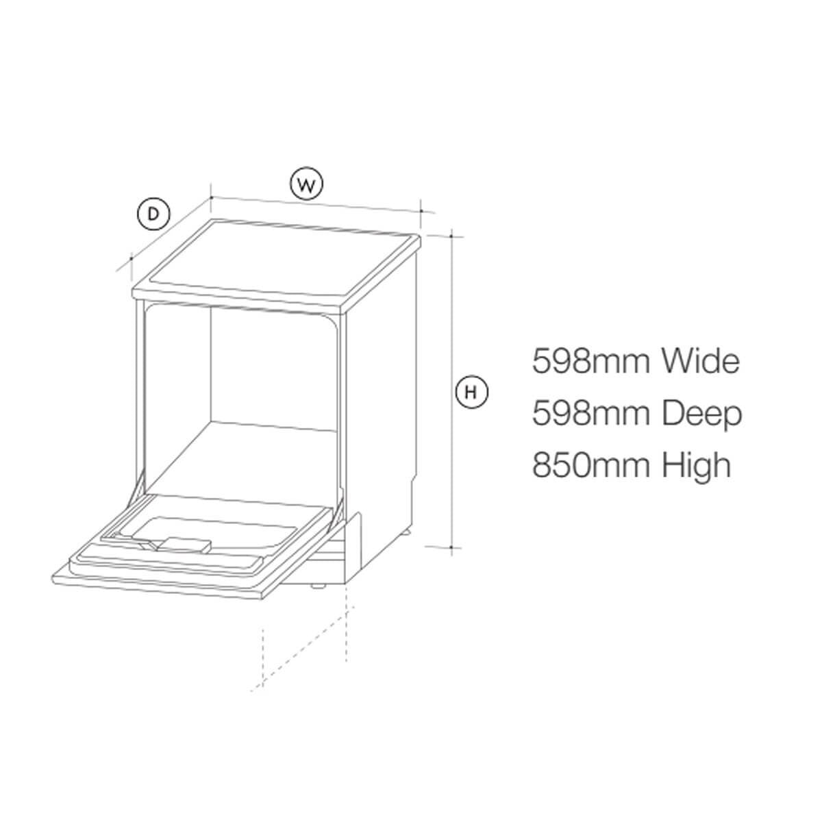 Artusi 60cm Freestanding Dishwasher 15 Place Settings - White, Triple Filter, 4 Star Energy - ADW5008W