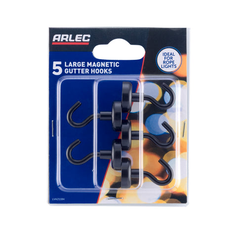 Arlec 25mm Black Magnetic Metal Gutter Hooks 5 Pack