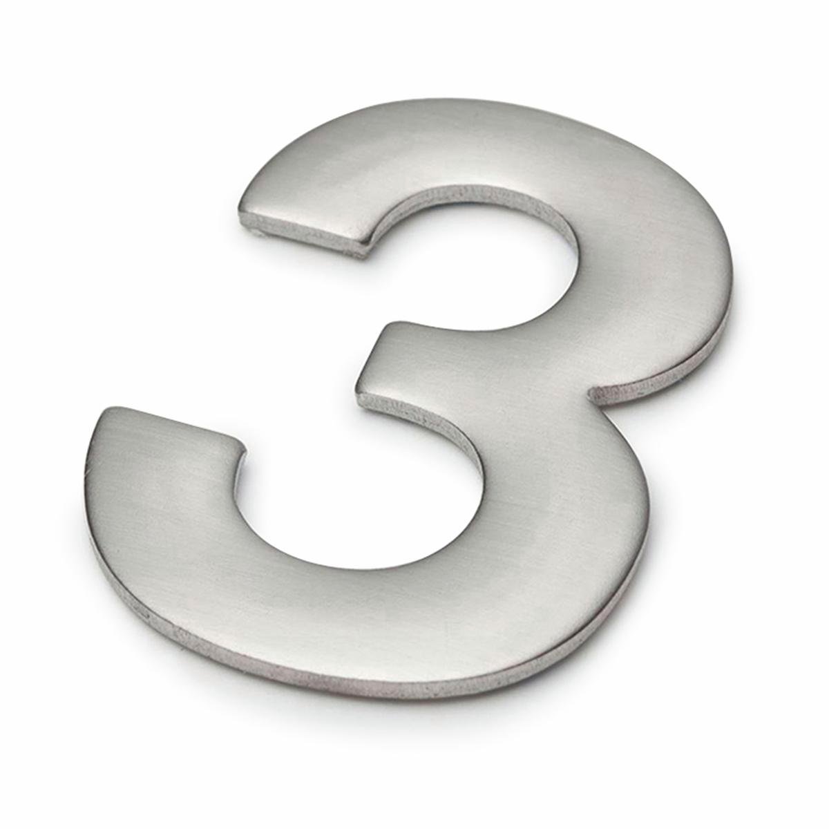 Sandleford Mode House Number 3 Brushed Stainless Steel 50mm Weatherproof