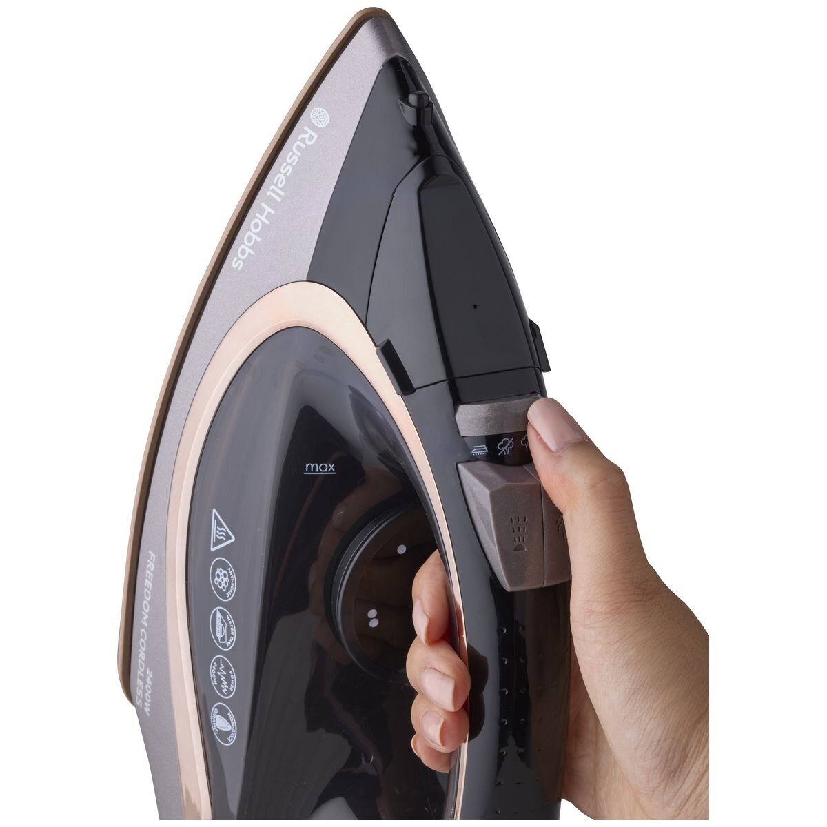 Russell Hobbs Freedom cordless iron - 2400W, copper coated ceramic soleplate, 135g steam shot - RHC580