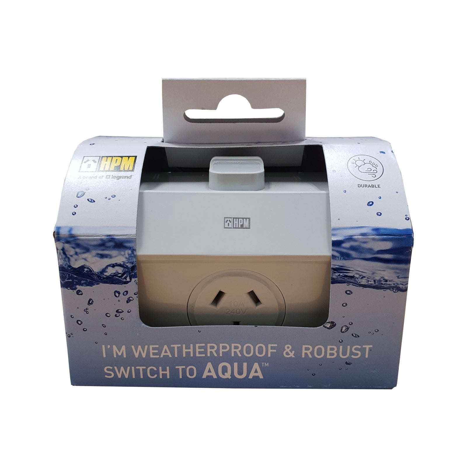 HPM Aqua 15A Single IP53 Surface Mount Powerpoint Mist Grey RWL787/15MG