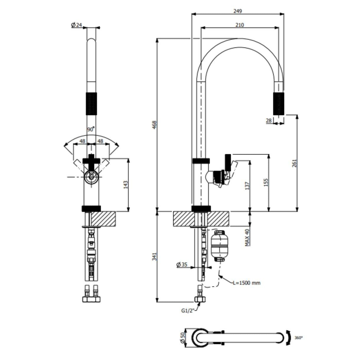 Armando Vicario Urban D Lead-Free Pull Out Kitchen Mixer Tap - Chrome, 5 Star WELS - 400728NBR-LF