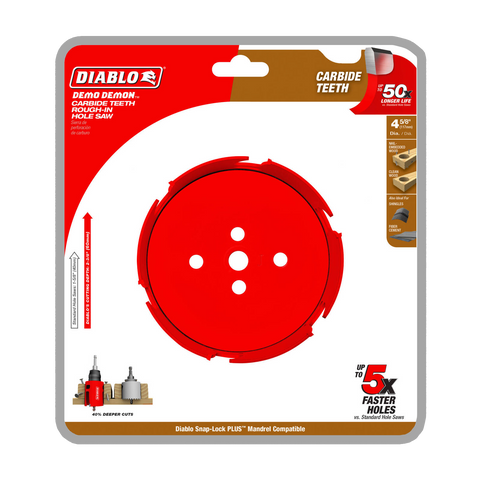 Diablo 117mm Demo Demon Carbide Rough-In Hole Saw for Nail-Embedded Wood