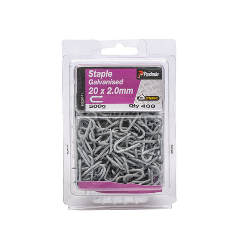 Paslode 20 x 2.0mm Galvanised Steel Staple Nails 400 Pack 500g