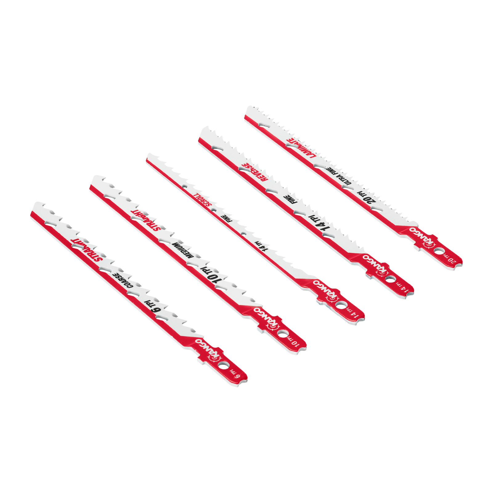 Kango 10 Piece Wood Jigsaw Blade Set, Straight, Scroll & Laminate Cuts