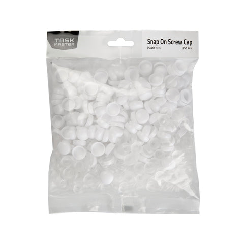 Taskmaster 6-8g White Plastic Snap On Screw Caps 250 Pack
