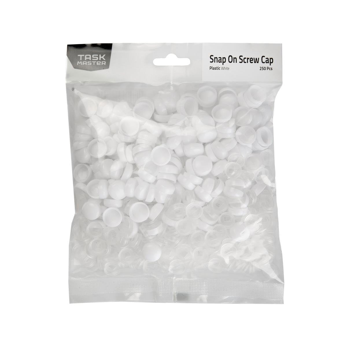 Taskmaster 6-8g White Plastic Snap On Screw Caps 250 Pack