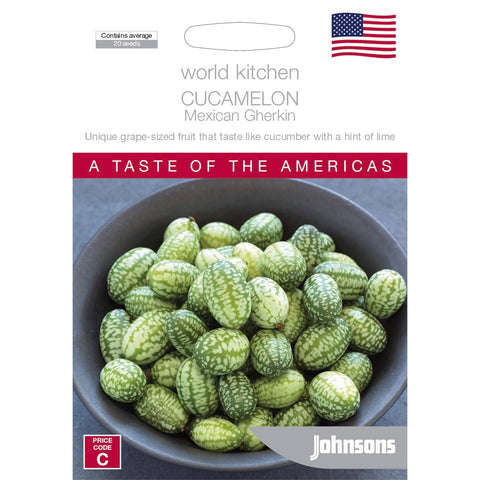 Johnsons Cucamelon Mexican Gherkin Vegetable Seeds, Easy-Grow Drought-Tolerant Climber