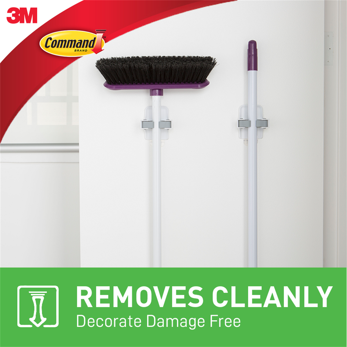 Command 1.8kg Broom Gripper - 2 Pack, Damage-Free