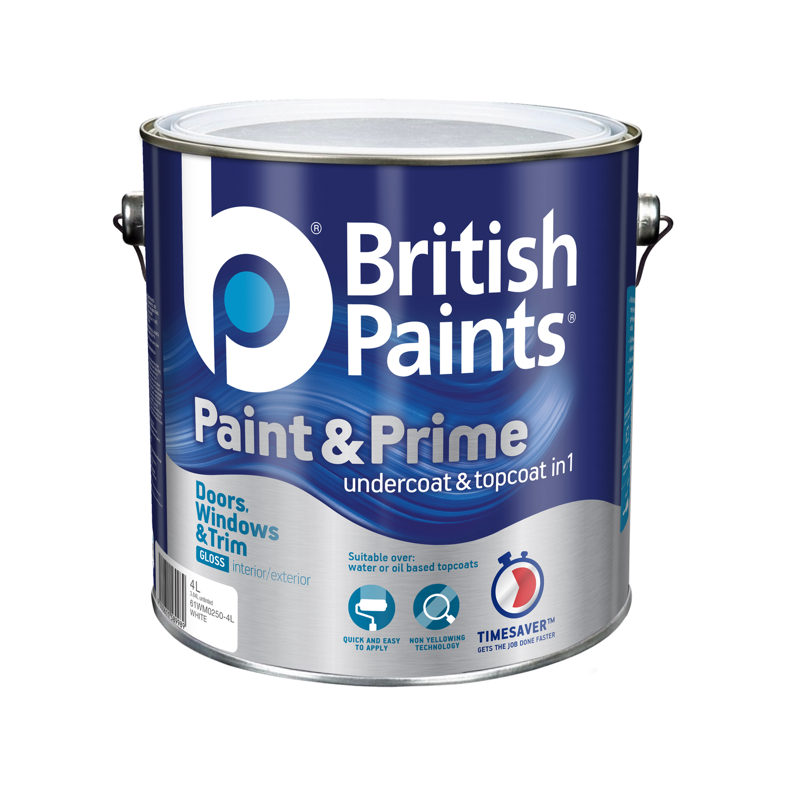 British Paints 4L White Gloss Doors Windows and Trim Paint and Prime