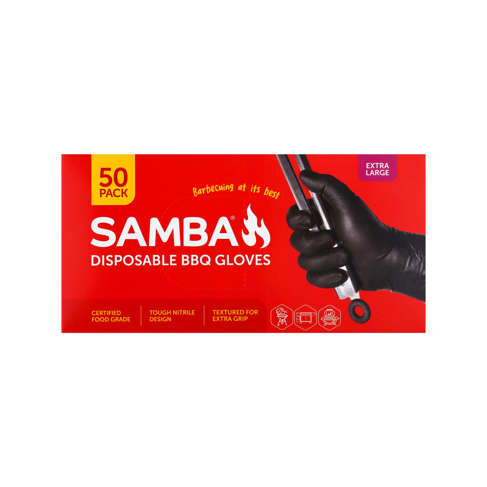 Samba Disposable Nitrile BBQ Gloves Extra Large - 50 Pack