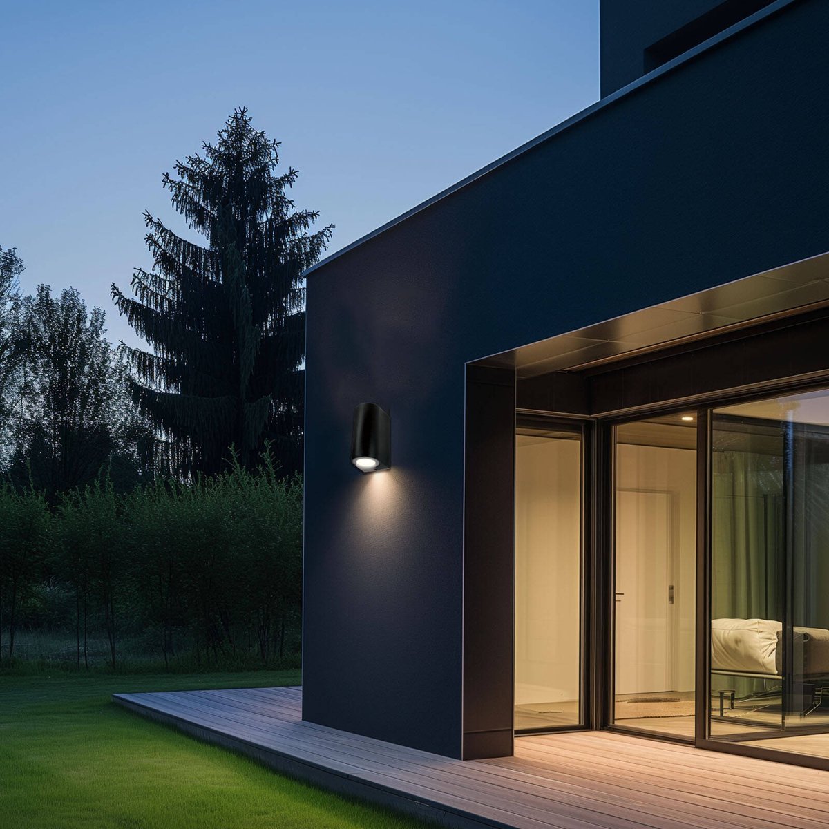 Brilliant Corbett 240V Black Up Down Outdoor Wall Light Aluminium GU10